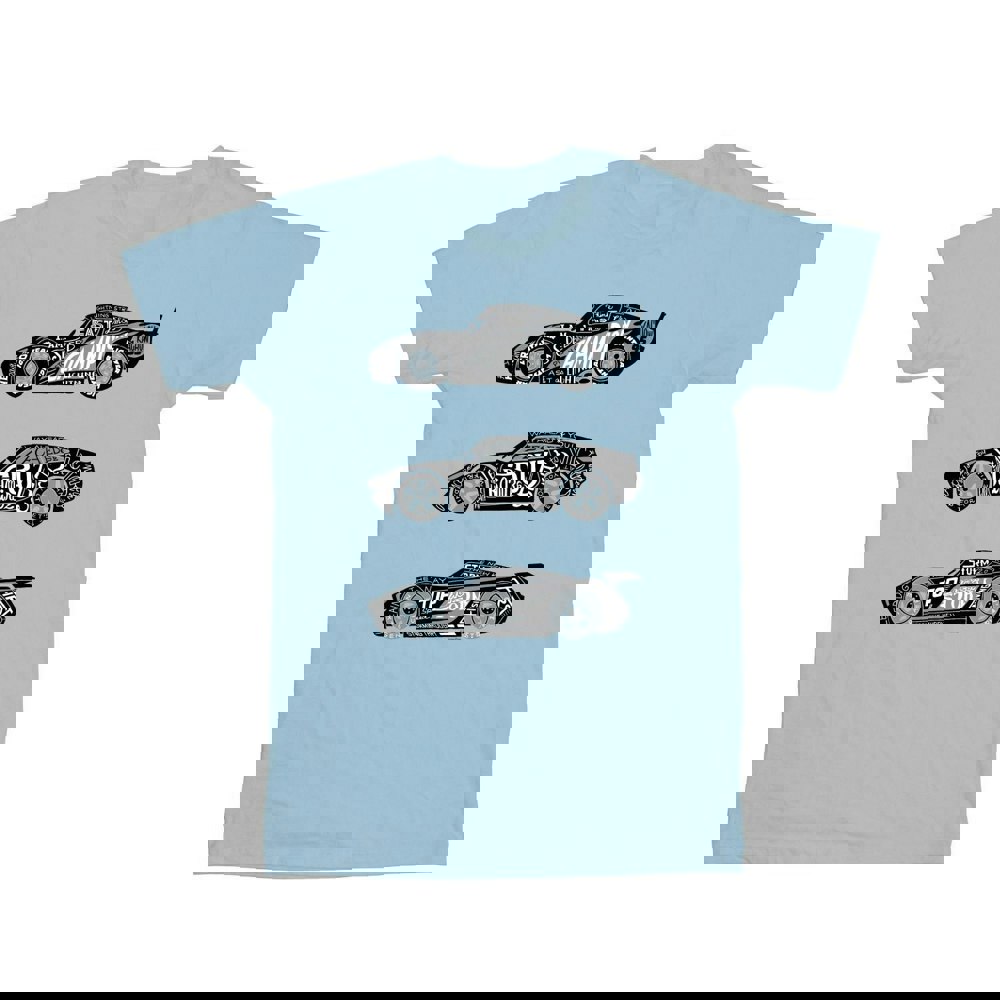 Disney Mens Cars Text Racers T-Shirt - Baby Blue