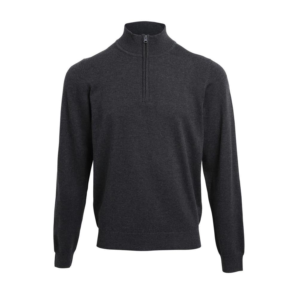 Premier Mens Zip Neck Sweatshirt - Charcoal - Charcoal - 55% Cotton/45% Acrylic