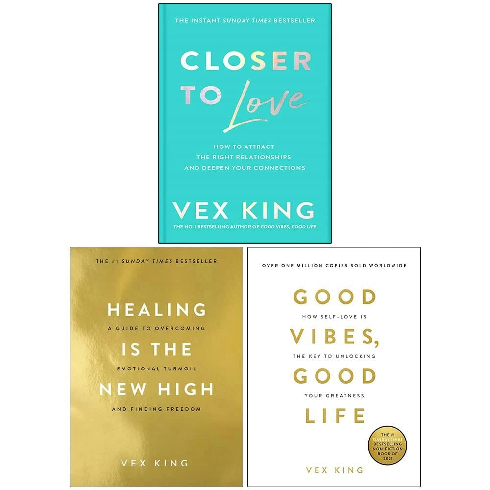 Vex King Collection 3 Books Set (Closer to Love, Healing Is the New High, Good Vibes Good Life)