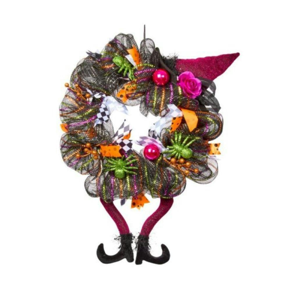 Garden Greatness Light-Up Hanging Halloween Witch Wreath