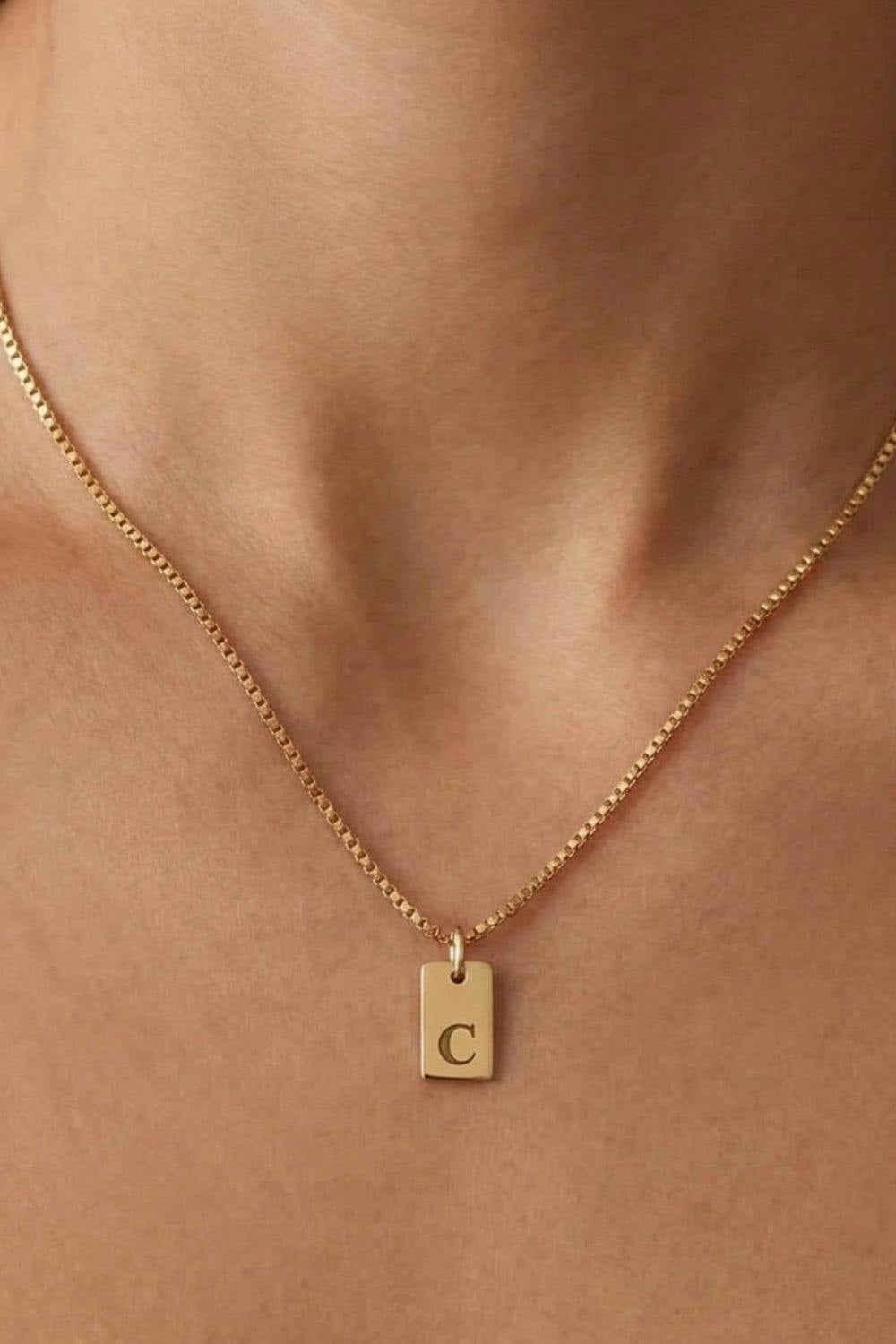Serla Initial Pendant Gold Plated Necklace Letter C