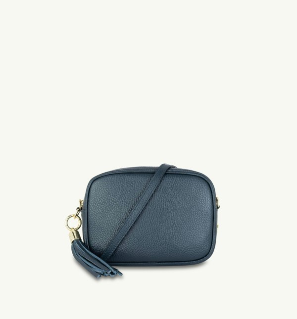 Apatchy London Navy Leather Crossbody Bag