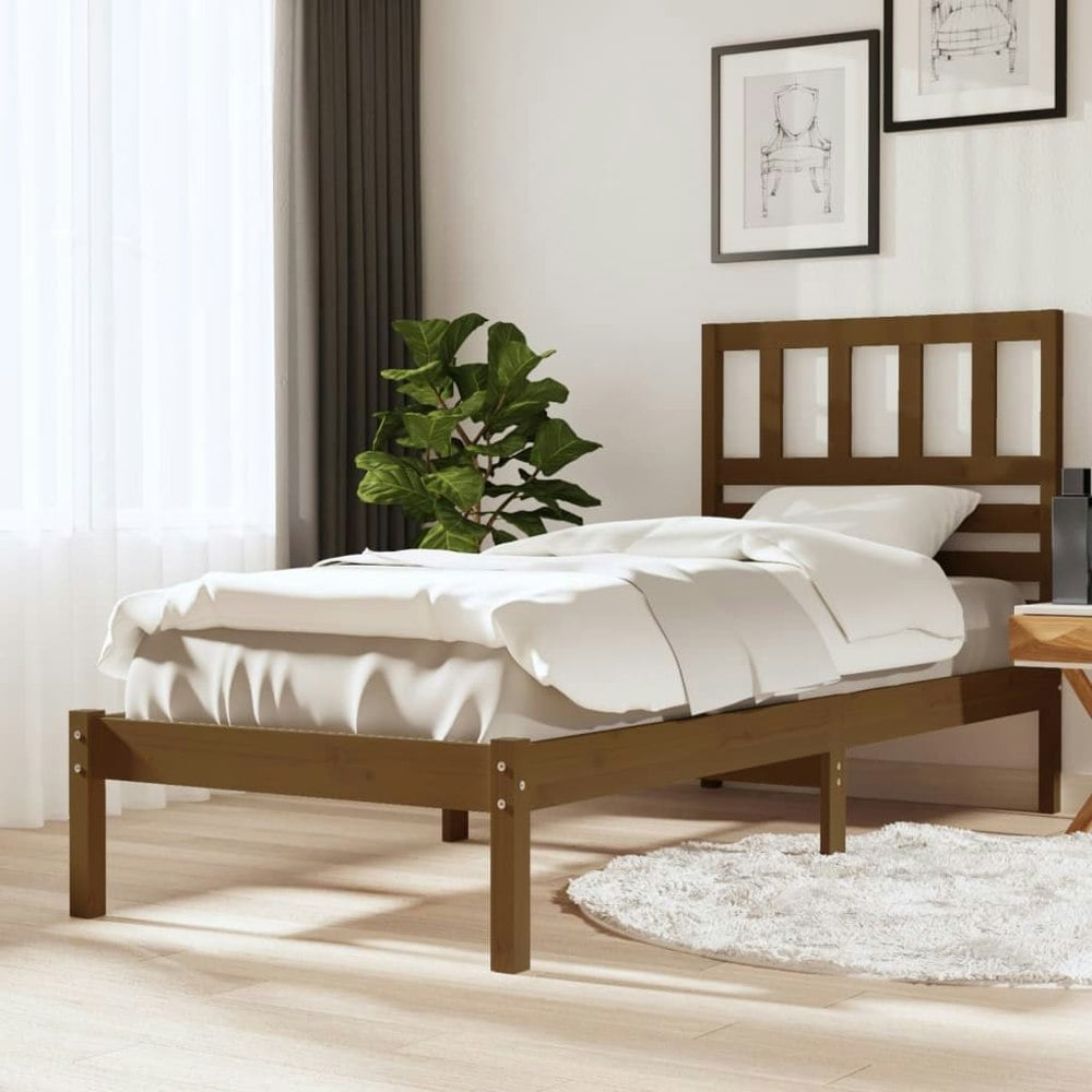 Berkfield Bed Frame Honey Brown Solid Wood Pine 100x200 cm