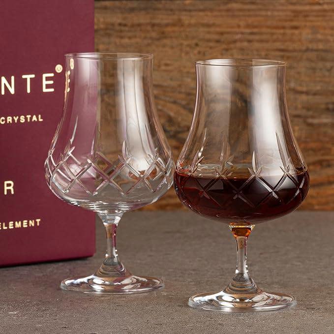 Classic Crystal Hand Cut Rum Glasses - Set of 2