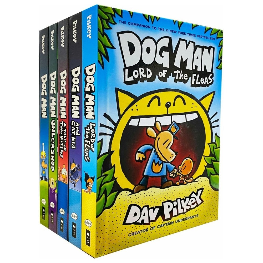 Dog Man Series 1-5 Books Set Dog Man, Unleashed, A Tale of Two Kitties, Dog Man and Cat Kid