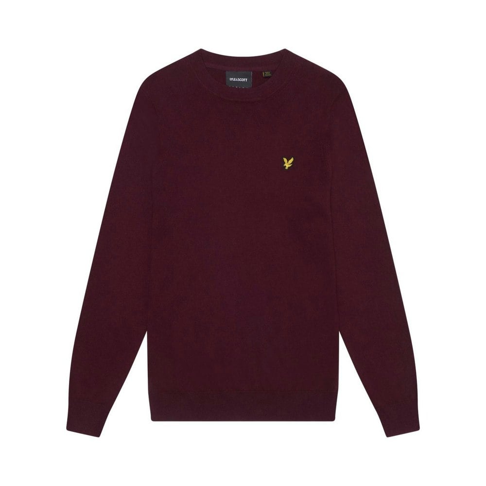 Lyle & Scott Mens Cotton Merino Crew Neck Jumper - Burgundy