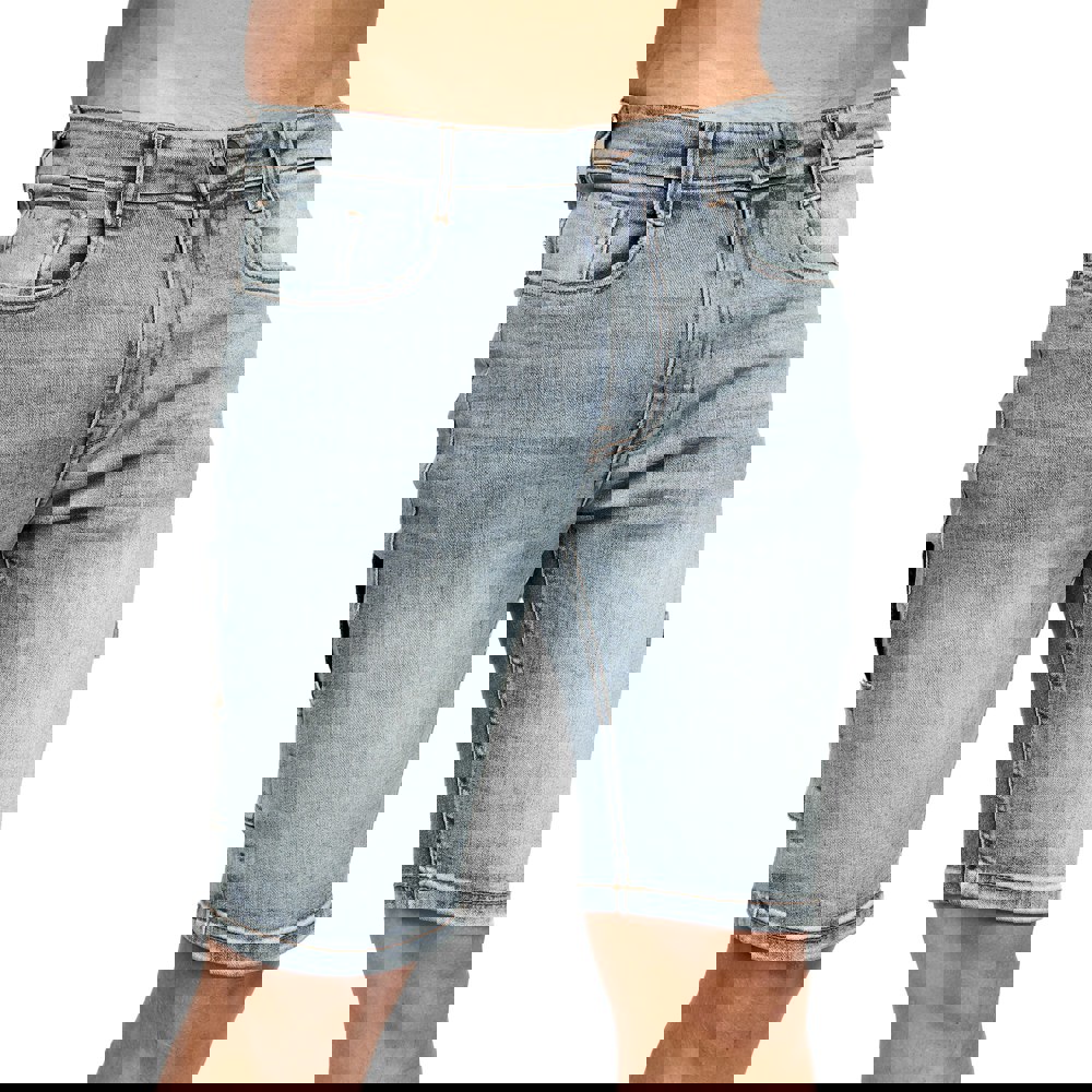 Crosshatch Mens Carpenter Denim Vintage Shorts - Blue Wash