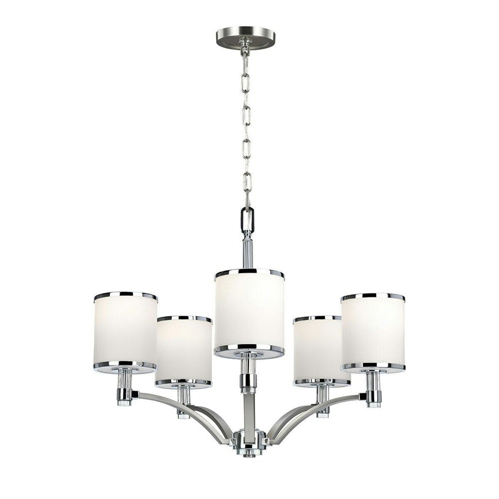 5 Bulb Chandelier Hanging Pendant LIght Satin Nickel/Chrome LED E27 60W Bulb Loops