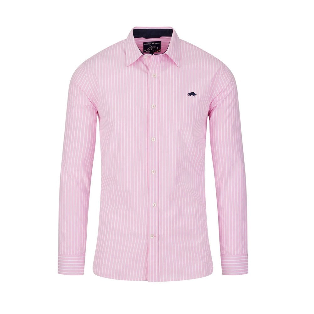 Raging Bull Mens Classic Stripe Long-Sleeved Shirt - Pink