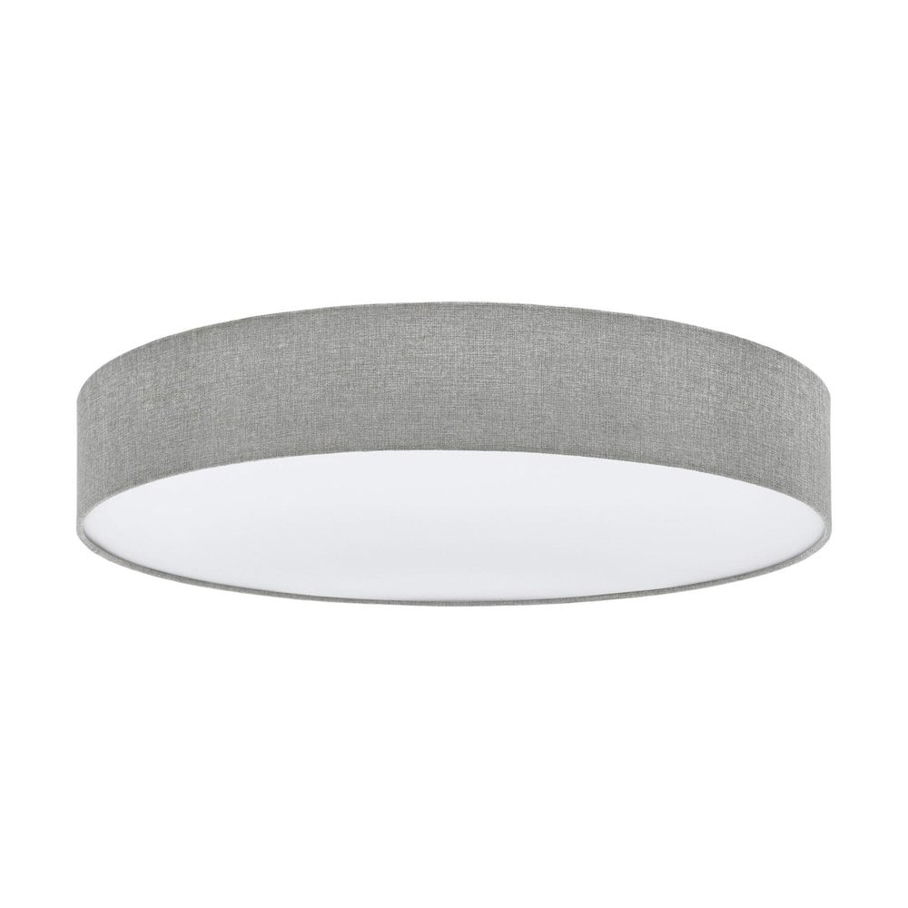 Flush Ceiling Light Colour White Shade Grey White Fabric Linen Bulb E27 5x25W Loops