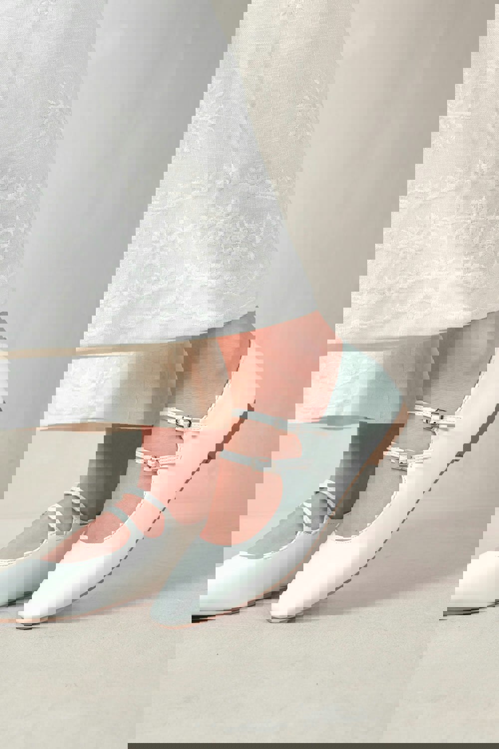 Where's That From Detox Strappy Ballerina Flats in White Faux Leather