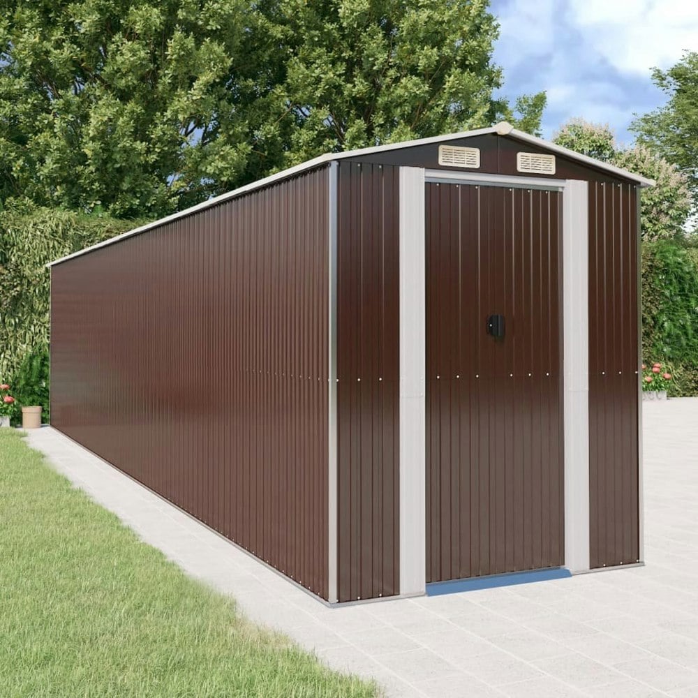 Berkfield Garden Shed Dark Brown 192x855x223 cm Galvanised Steel
