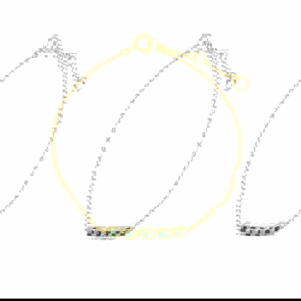135L0264039 Classic Emerald & Diamond Twisted Bracelet in 9ct Gold 1