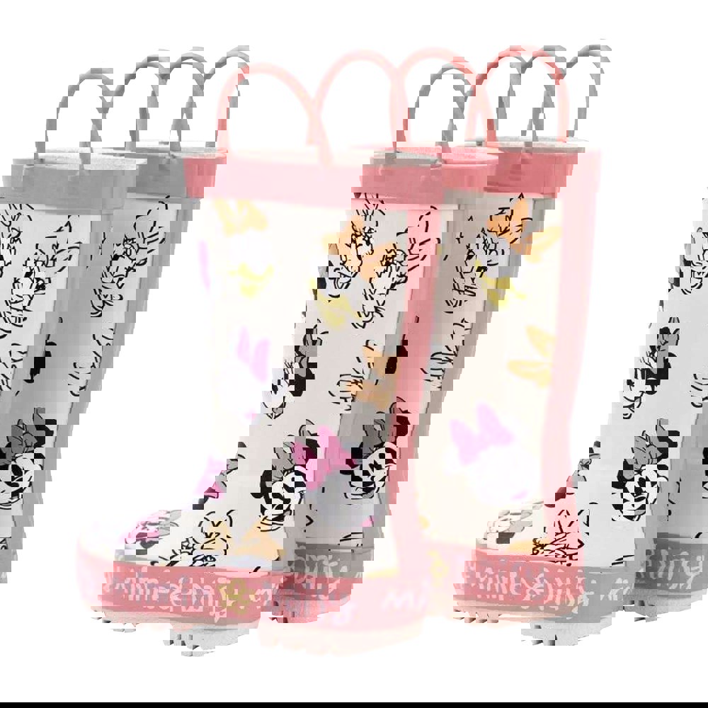 Disney Girls Minnie Mouse & Daisy Wellington Boots - Pink