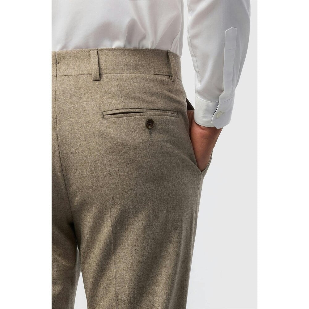 Ted Baker Tailored Fit Oatmeal Stretch Flannel Trousers
