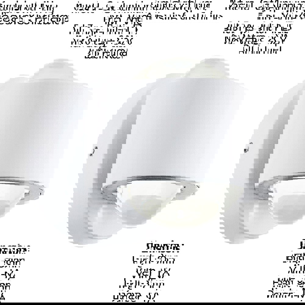 IP44 Outdoor Wall Light White Aluminium Hoop Shade 2W Built in LED Porch Lamp Loops