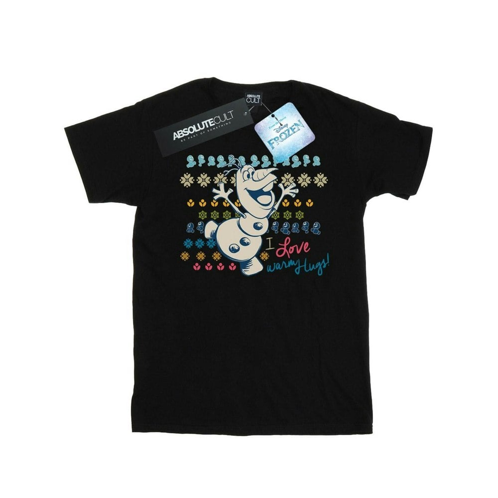 Disney Mens Frozen I Love Warm Hugs T-Shirt - Black