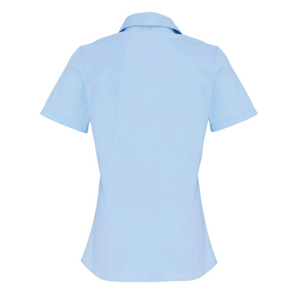 Premier Womens/Ladies Stretch Short-Sleeved Formal Shirt - Pale Blue