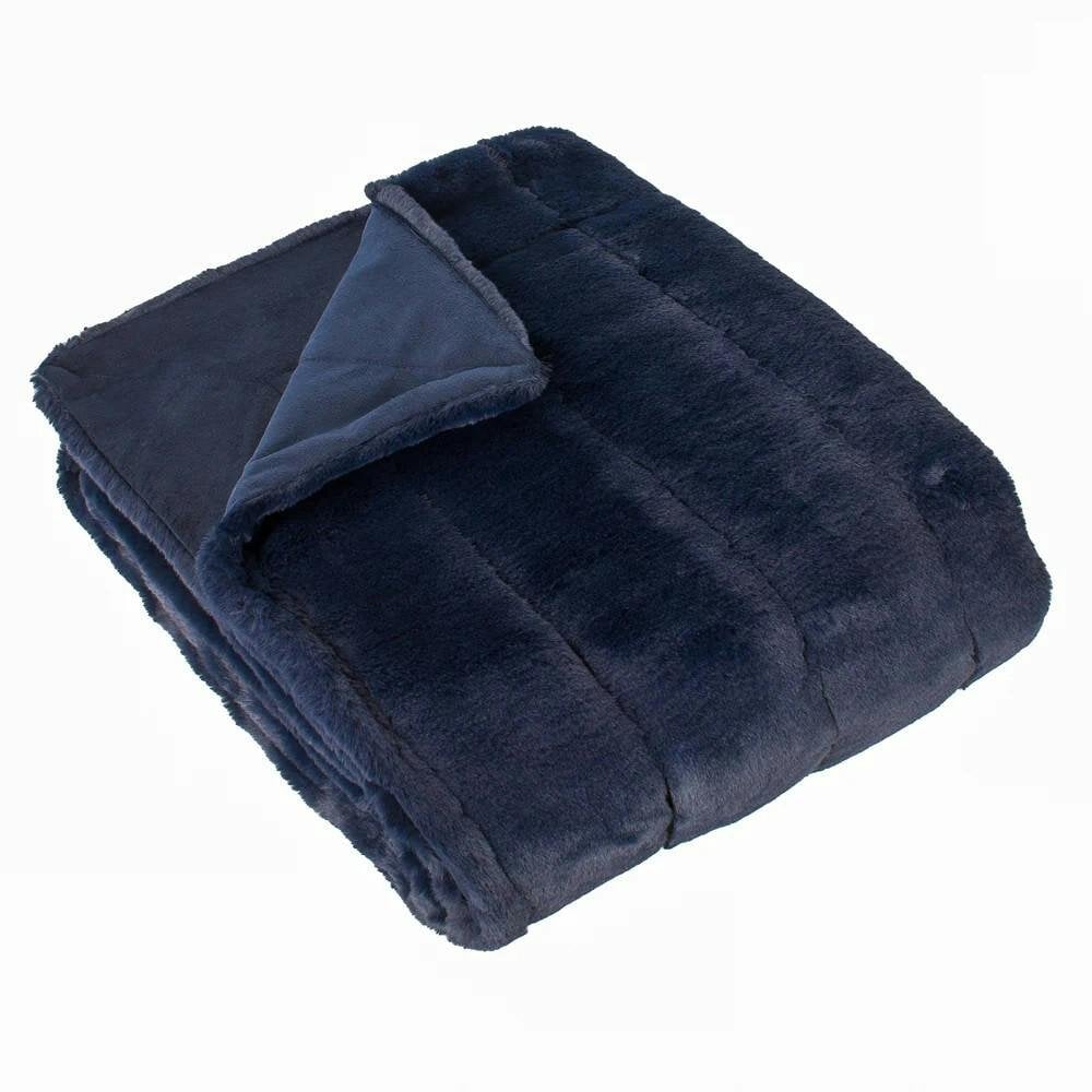 Riva Home Empress Faux Fur Throw - Navy