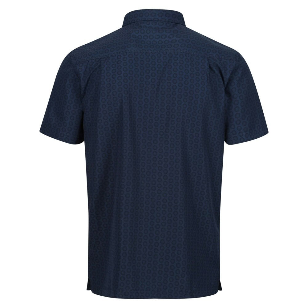 Regatta Mens Mindano VIII Patterned Short-Sleeved Shirt - Moonlight Denim/Navy
