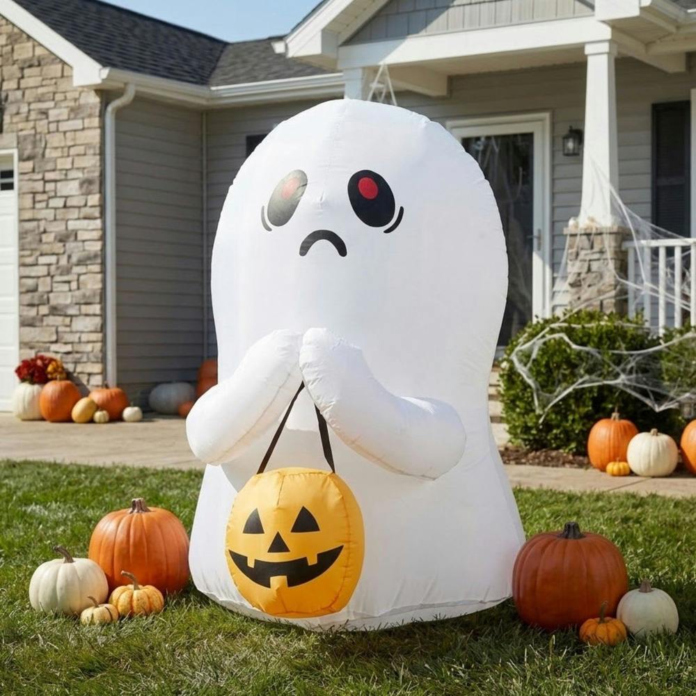 Garden Greatness 3FT Light Up Inflatable Trick or Treat Ghost Halloween