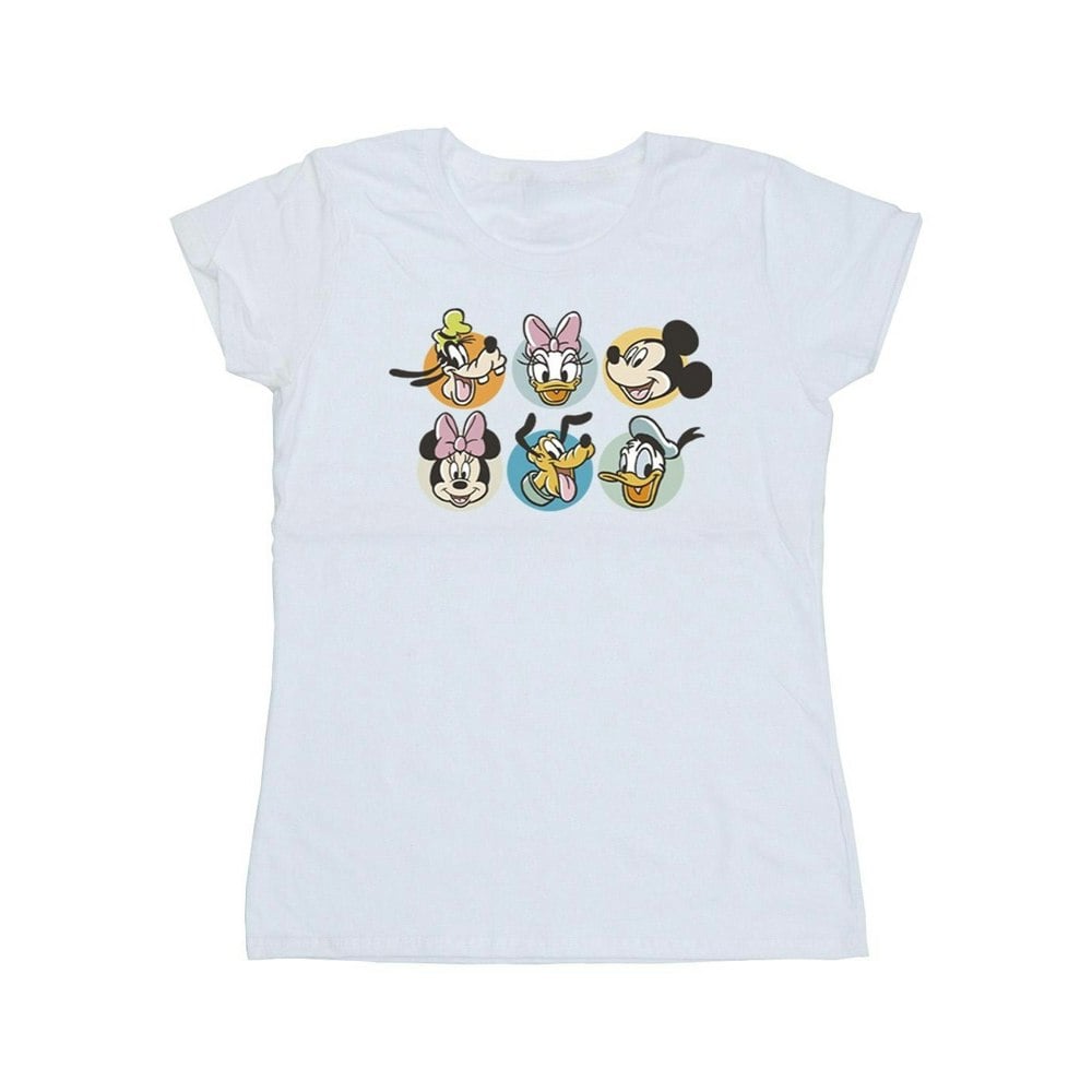 Disney Womens/Ladies Mickey Mouse And Friends Faces Cotton T-Shirt - White