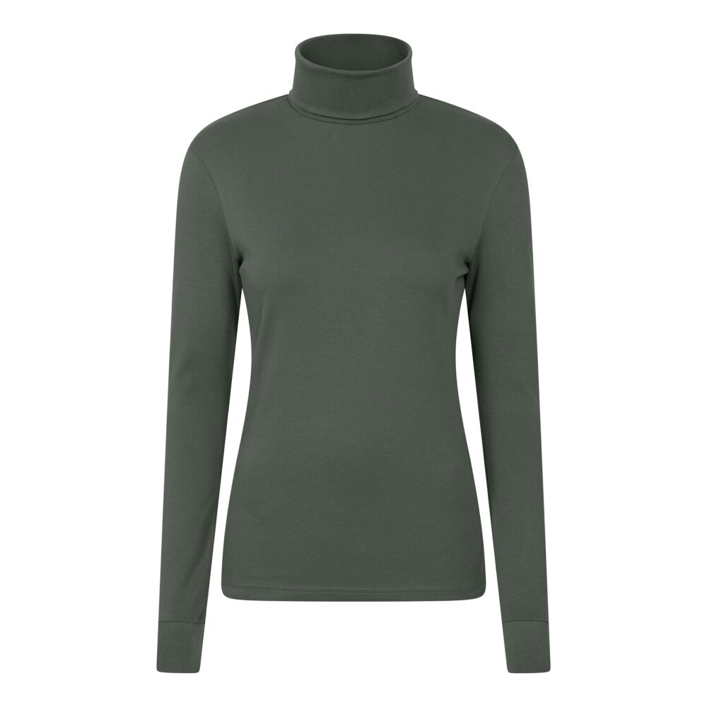 Mountain Warehouse Womens/Ladies Meribel Cotton Roll Neck Long-Sleeved Top - Khaki Green - 22 UK - Khaki Green - 100% Cotton