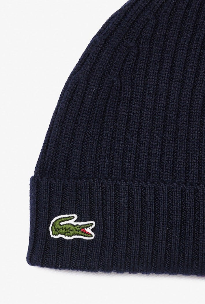 Lacoste Men's Rib Knit Brushed Wool Beanie