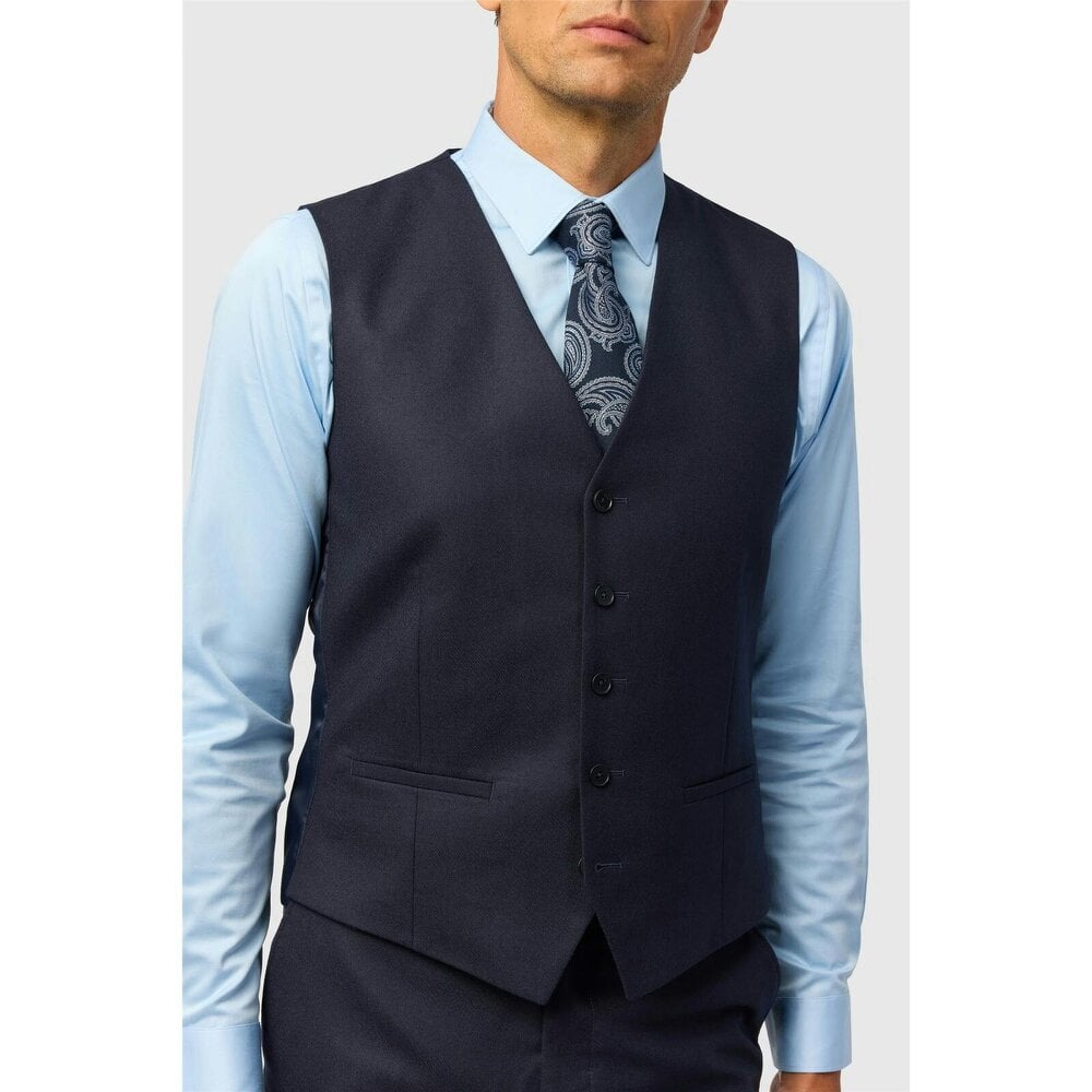 Ted Baker Tailored Fit Navy Stretch Flannel Waistcoat