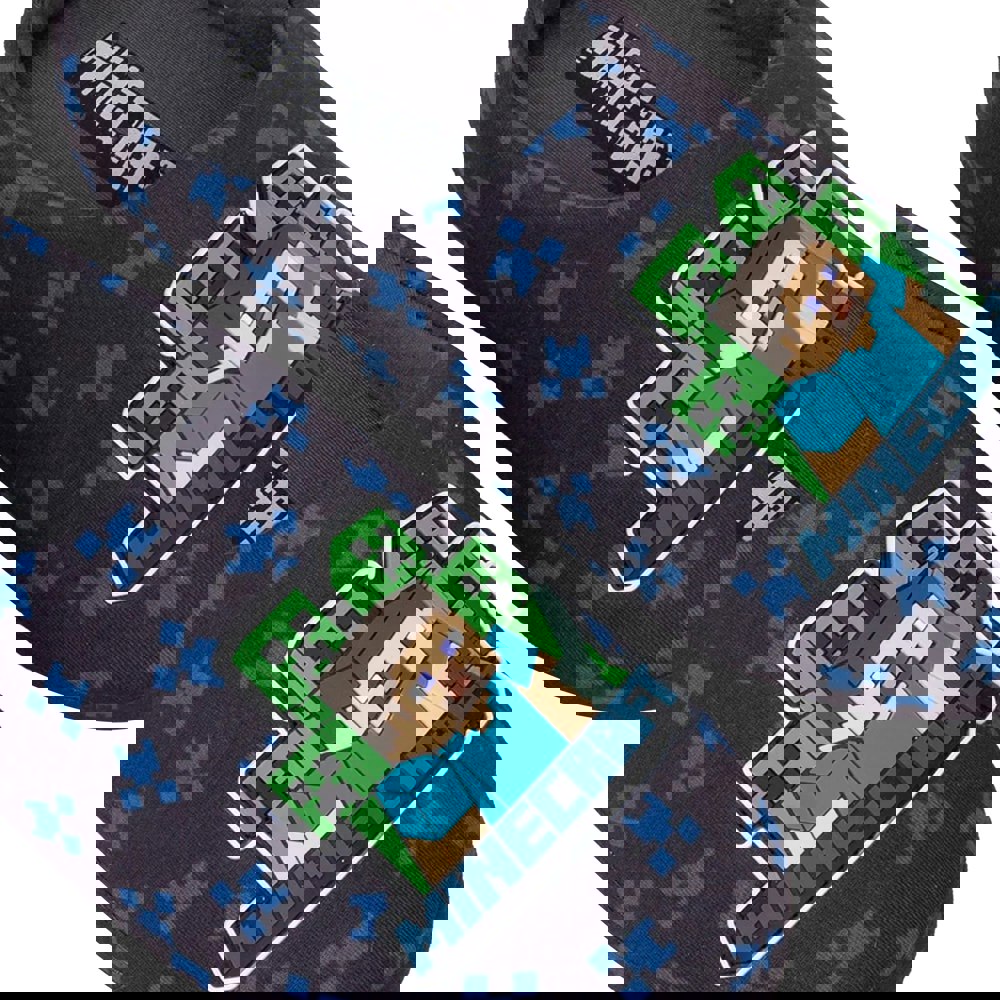 Minecraft Boys Creeper Slippers - Navy Blue