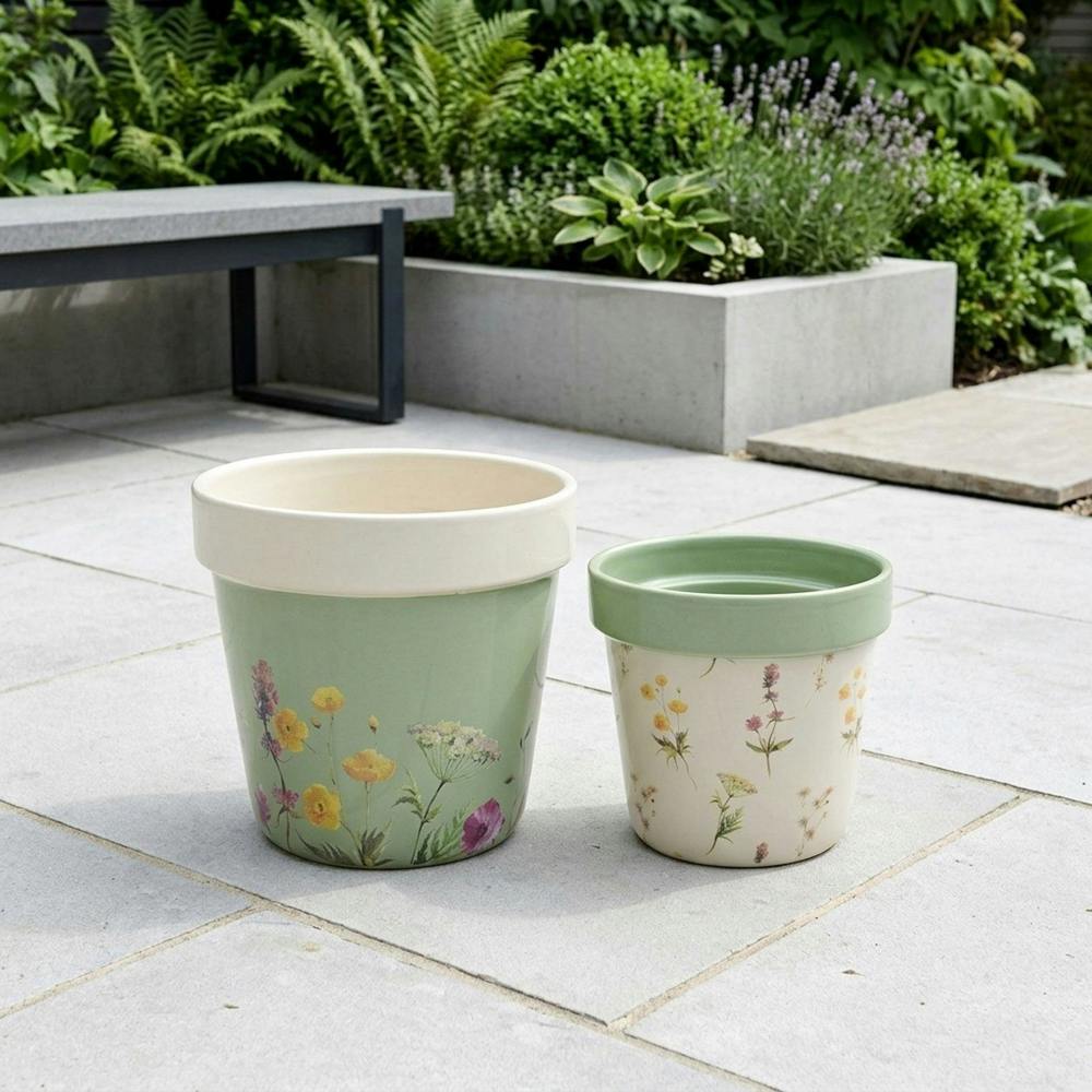Garden Greatness Duo Enchanting Floral Planter Pot Set