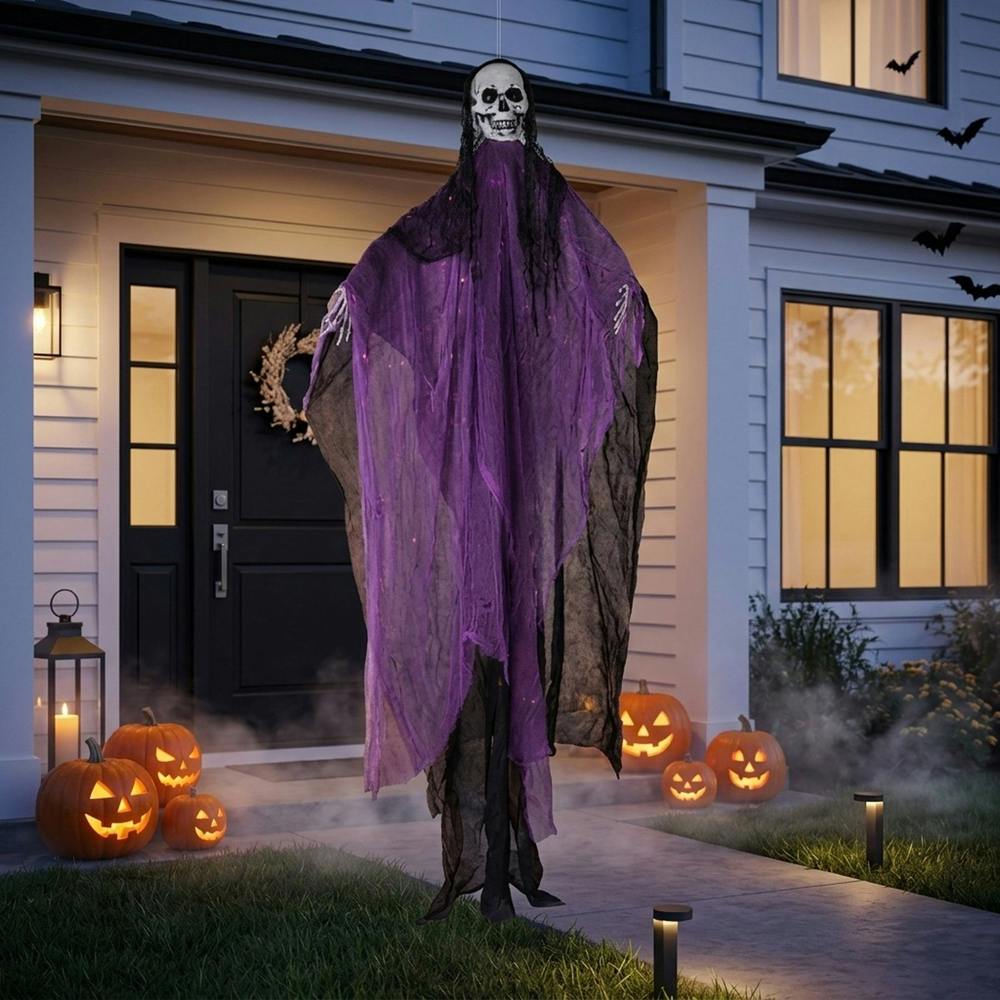 Garden Greatness 7ft Suspended LED Ghoul with Skull Face