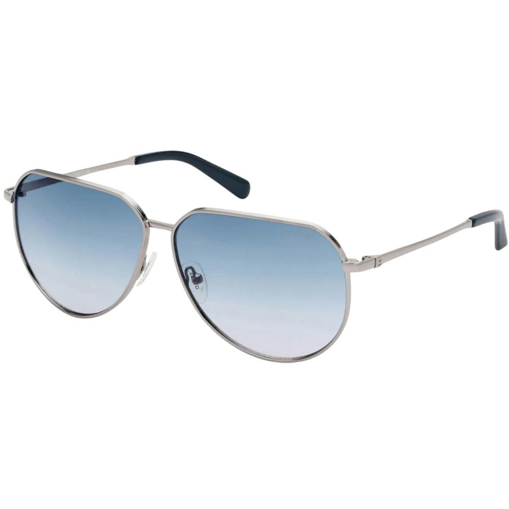 Guess Shiny Gunmetal Grey Gradient Blue Lensed Sunglasses