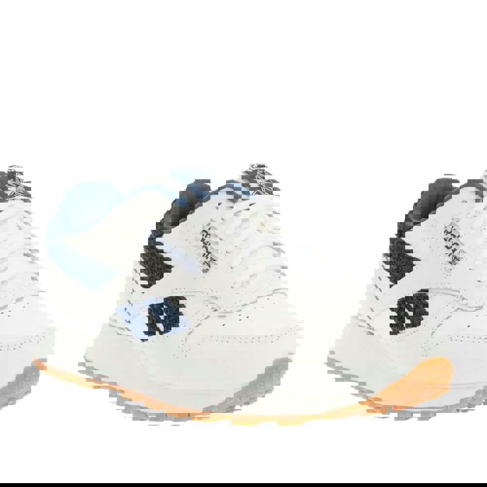 Reebok Childrens/Kids Classic Leather Shoes - White/Blue