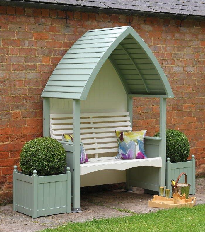 AFK Wooden Garden Arbour 'Cottage' In Sage and Cream