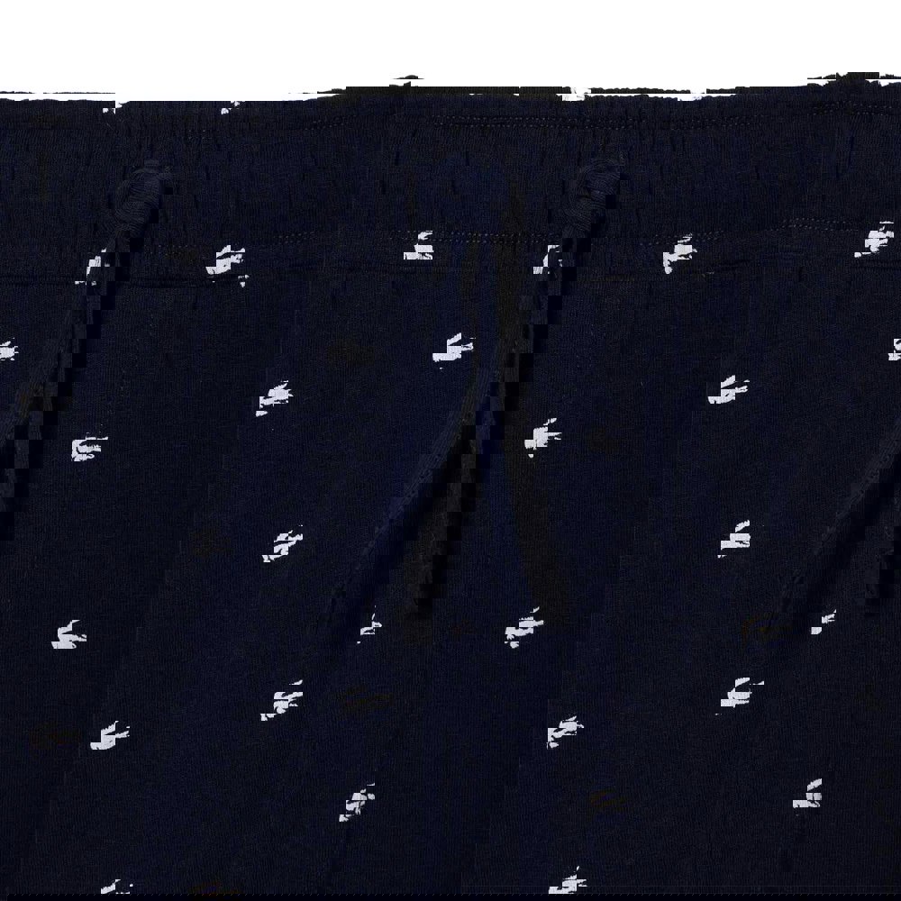Lacoste Mens Cotton Jersey Crocodile Print Pyjama Shorts - Blue