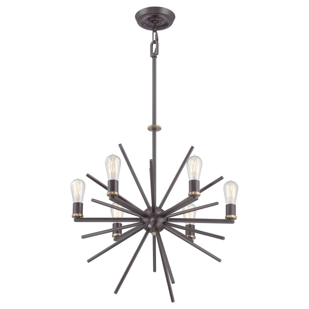 6 Bulb Chandelier Hanging Pendant LIght Western Bronze LED E27 60W Bulb Loops
