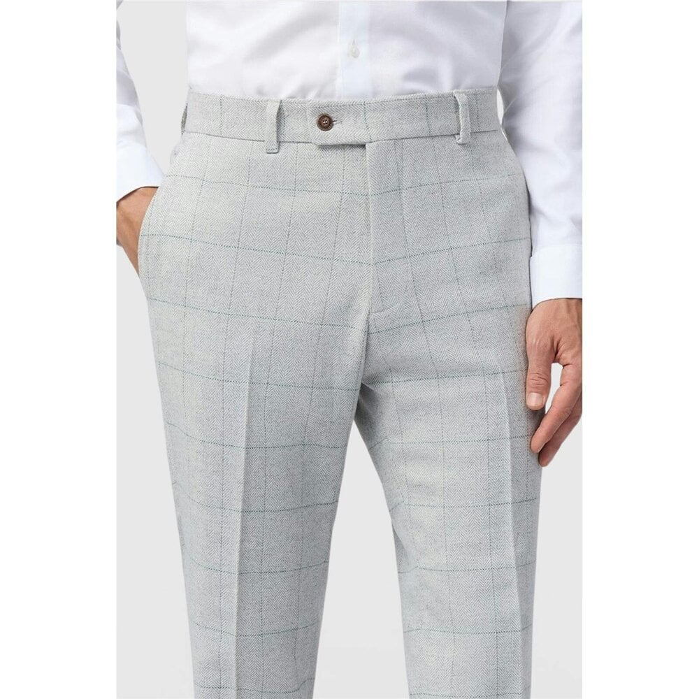 Antique Rogue Tailored Fit Alva Taupe Check Tweed Trouser