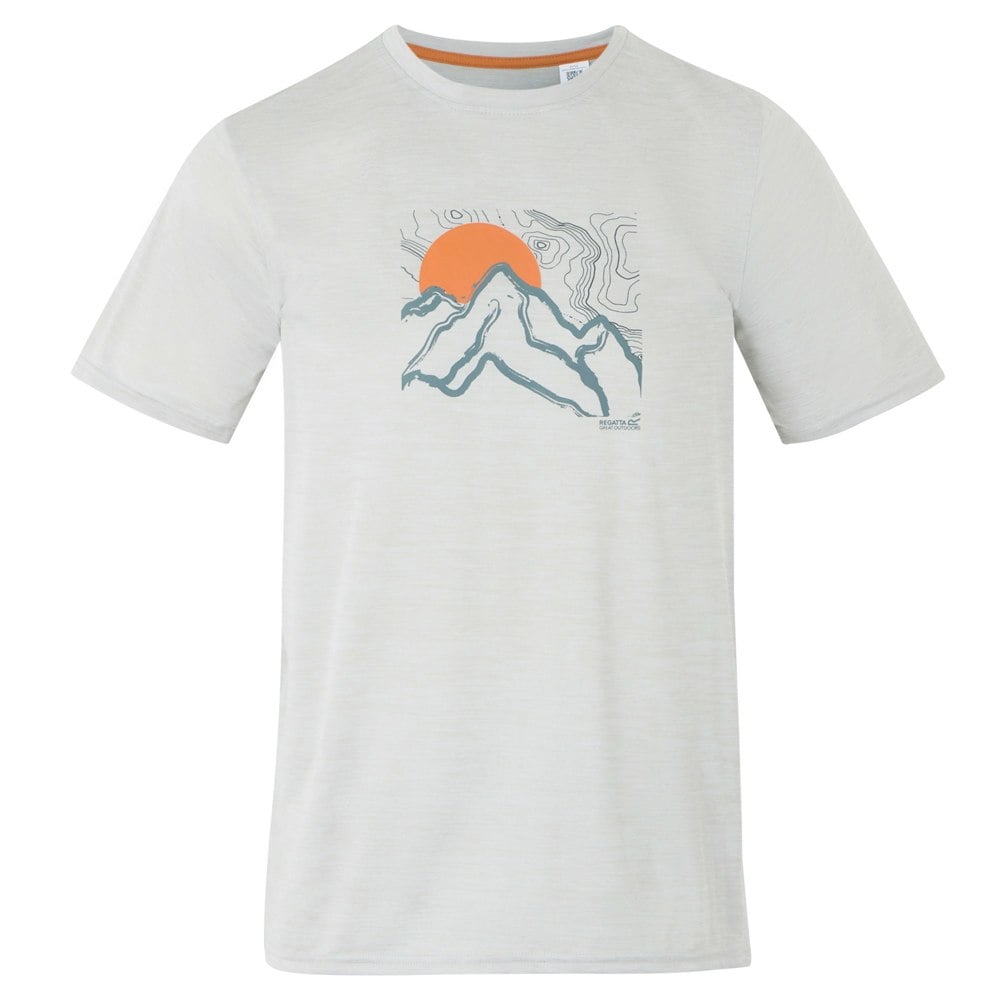 Regatta Mens Fingal IX Mountain Scene Marl T-Shirt - Iceberg Marl
