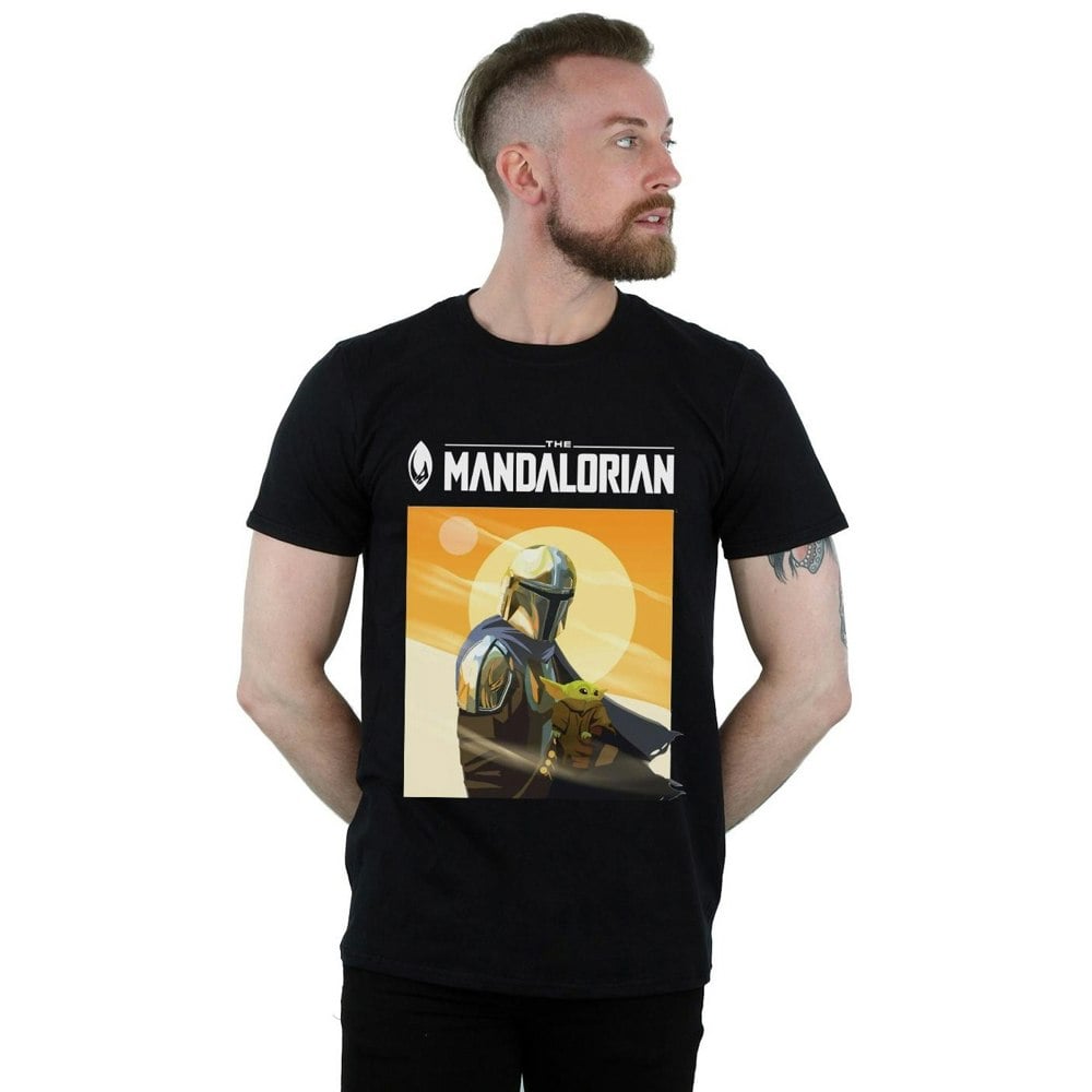 Star Wars Mens The Mandalorian The Child Two Moons T-Shirt - Black