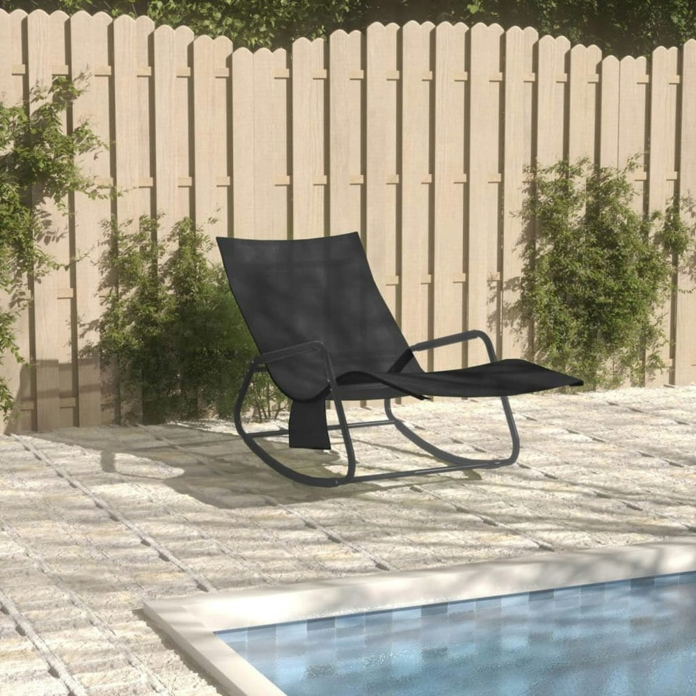 Berkfield Sun Lounger Steel and Textilene Black