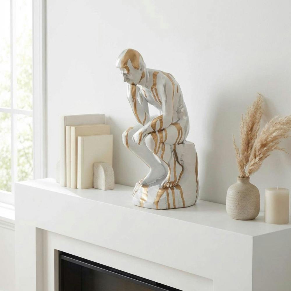 Garden Greatness Ivory Drip Art Thinker Sculpture