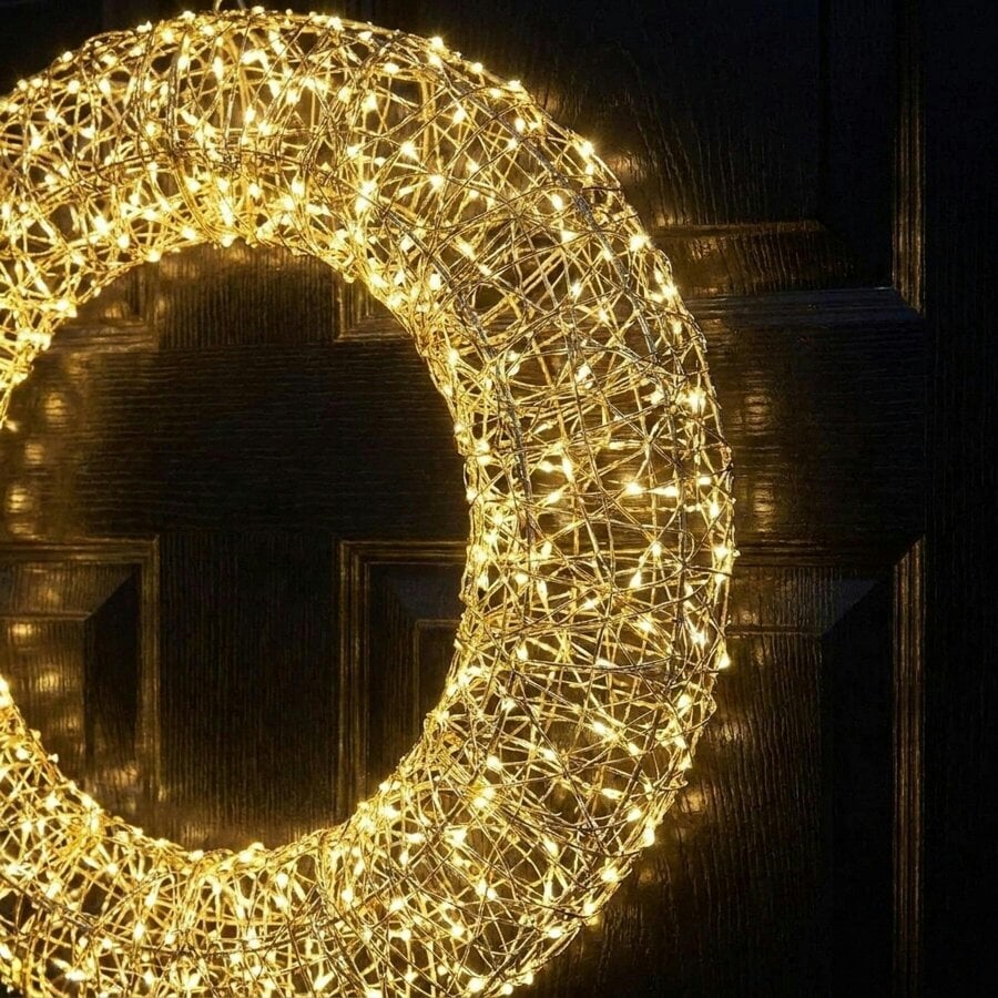 Garden Greatness Illuminated Wire Wreath with Flashing LEDs and Timer