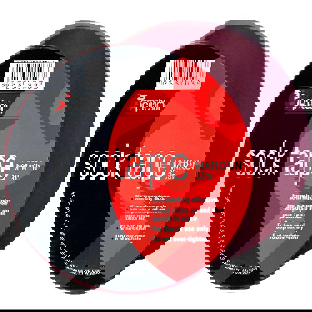 10 PACK - 19mm x 33m MAROON Sock Tape - Football Shin Guard Pads Holder Tape