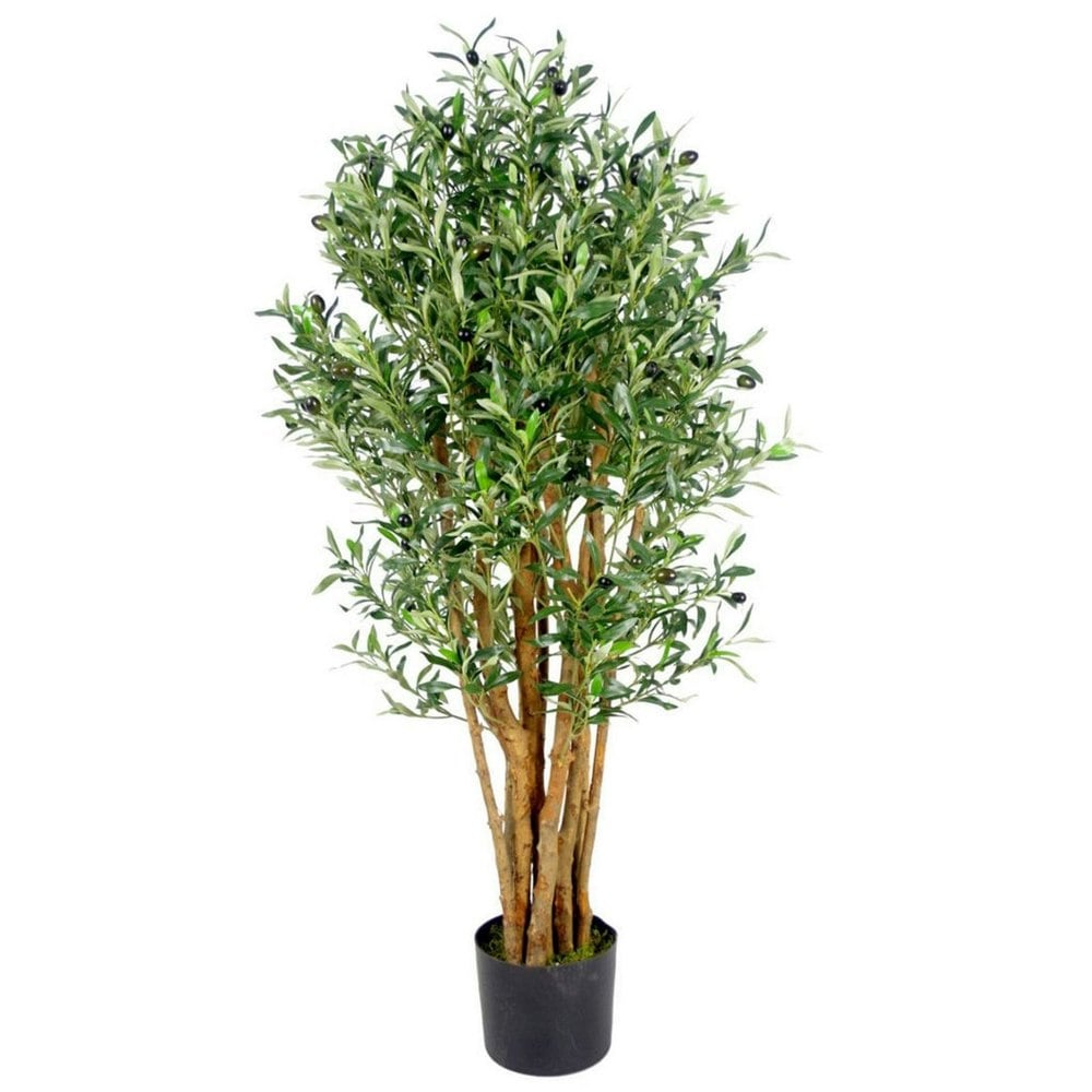 Leaf 125cm Leaf Design UK Realistic Artificial Olive Tree in Black Plastic Pot