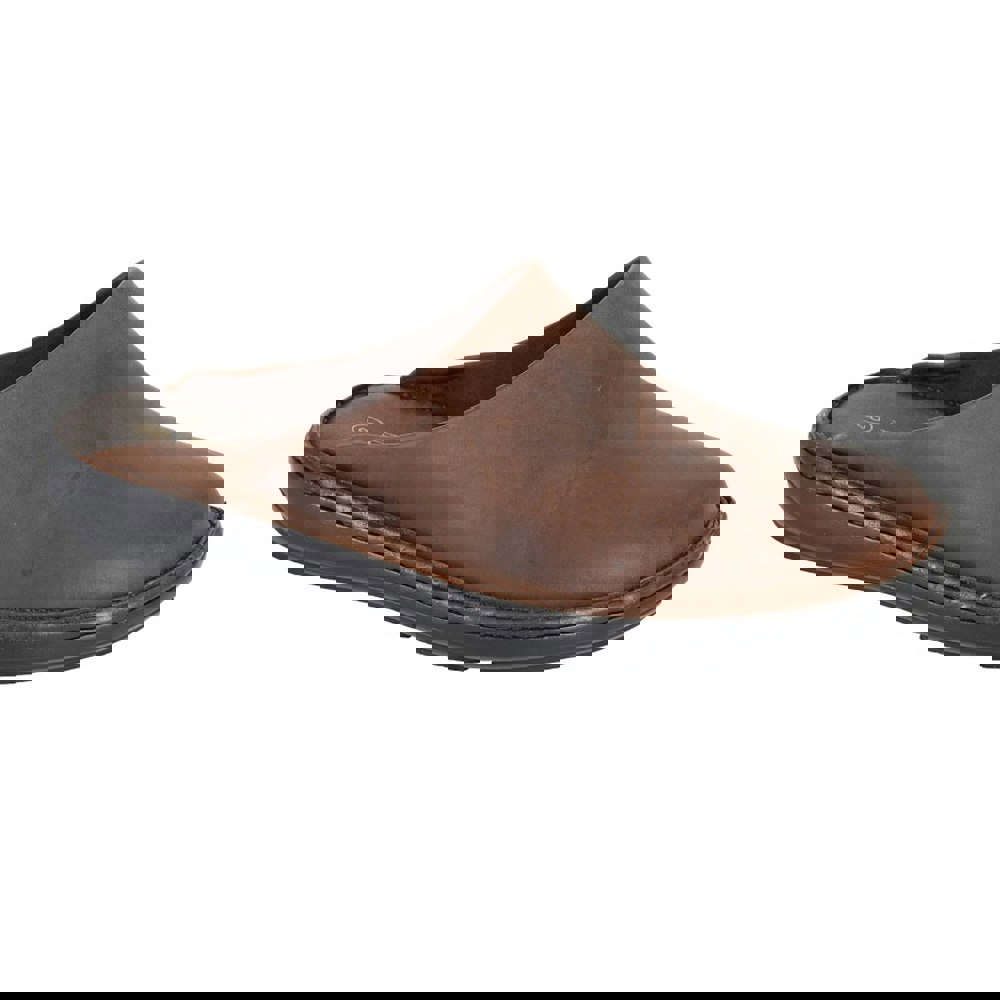 Roamers Mens Leather Clogs - Brown