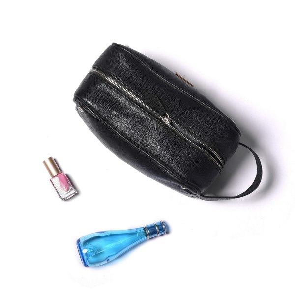 Leather Dopp Kit - Black - DÖTCH CLUB