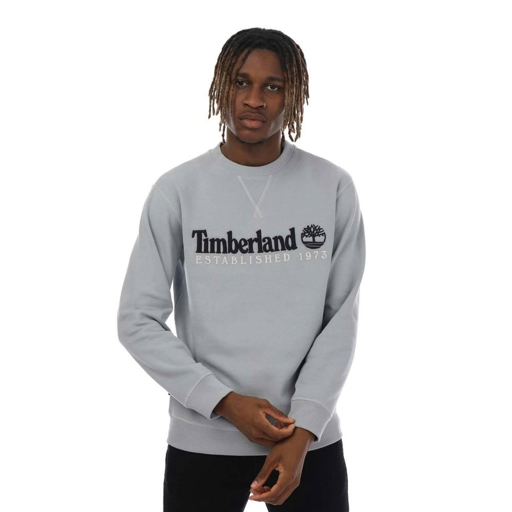 Timberland Mens Est 1973 Crew Neck Sweatshirt - Light Grey