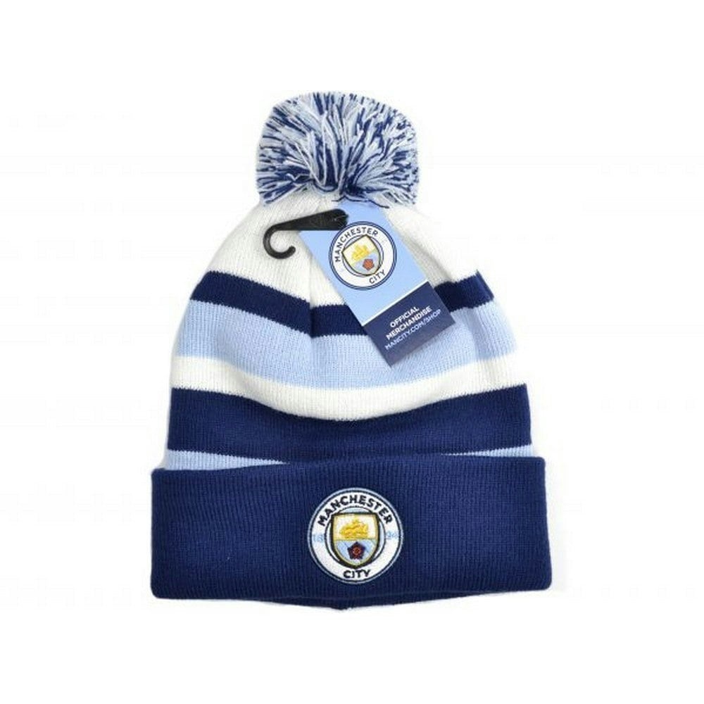 Manchester City FC Bronx Bobble Knitted Hat - Blue/White