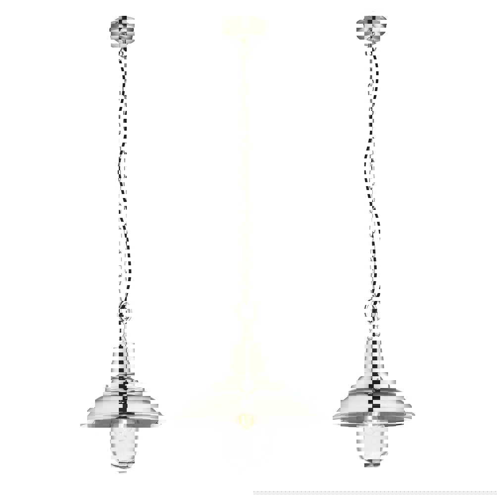 Ceiling Pendant Light Bright Nickel & Clear Glass 40W E27 Dimmable e10358 Loops